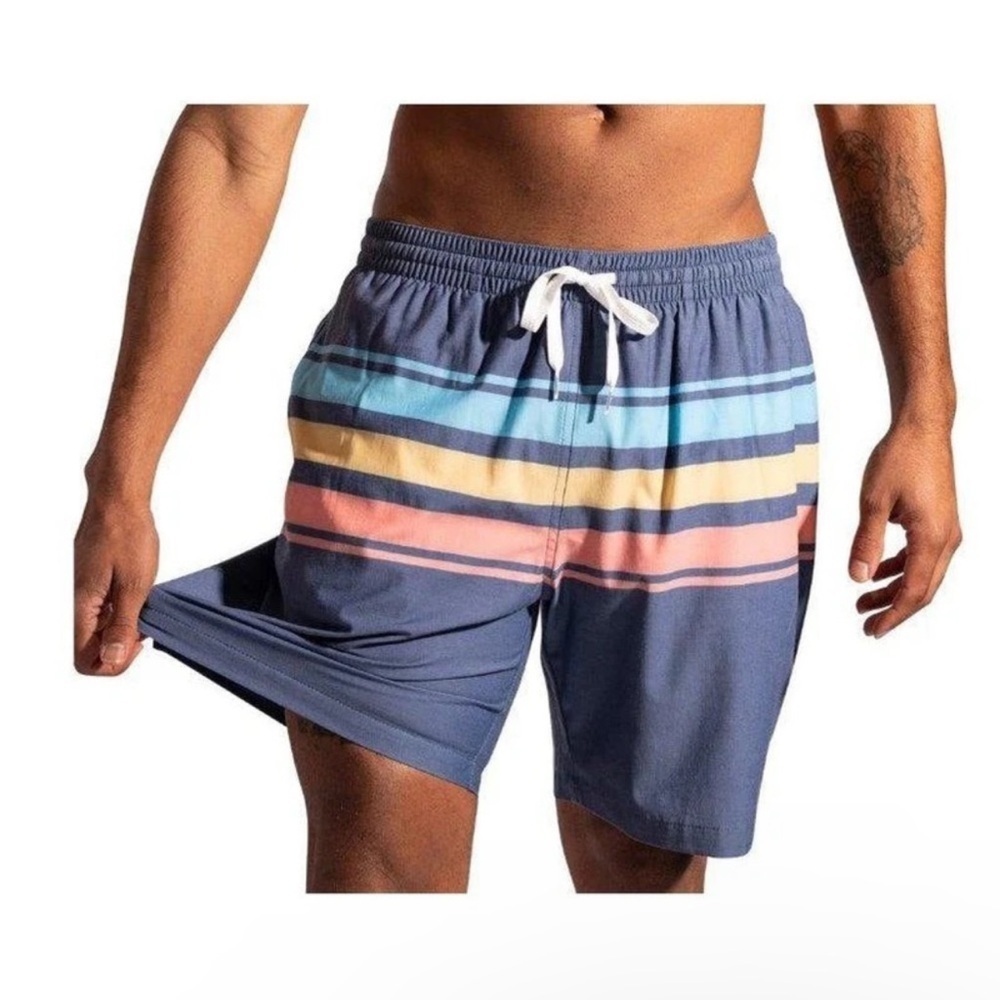 Chubbies Blue Striped Stretch Retro Swim Trunks M